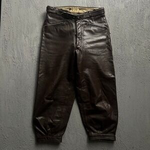 Vintage Leather Breeches 32 Brown 1940s Motorcycle Riding Lederhosen